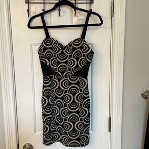 Free People Black & White Dress w/ Black Lace Inserts & Adjustable Straps